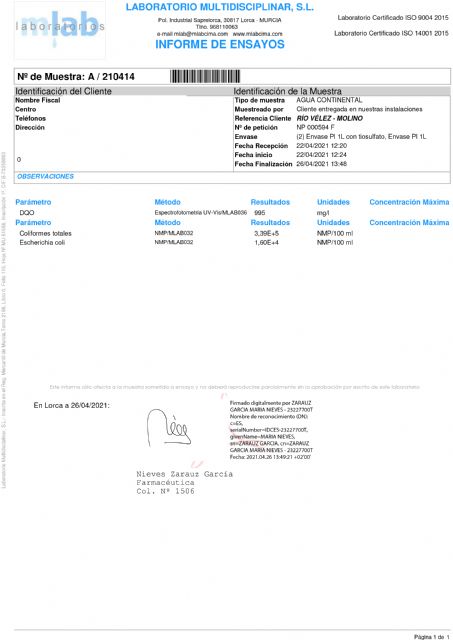 IU-Verdes Lorca: Los análisis de agua del río Vélez confirman su contaminación fecal extrema - 3, Foto 3