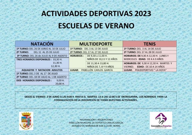 Este viernes se abre el plazo de preinscripciones para las actividades de verano de la Concejalía de Deportes - 1, Foto 1