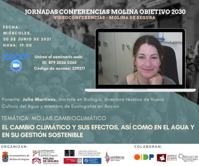 Julia Martínez ofrece una videoconferencia el miércoles 30 de junio, dentro de las III Jornadas online Molina Objetivo 2030 - 1, Foto 1
