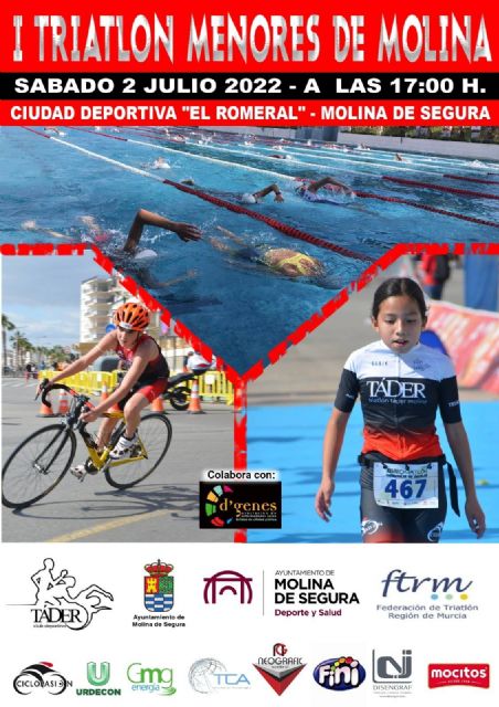 Un total de 159 deportistas de toda la Región, de edades comprendidas entre 6 y 16 años, participarán el sábado 2 de julio en el I Triatlón de Menores de Molina de Segura - 1, Foto 1
