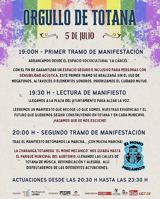 Totana celebra el próximo 5 de julio su primer Orgullo LGTBIQ+ de la historia con una manifestación, lectura de manifiesto y actuaciones, Foto 4