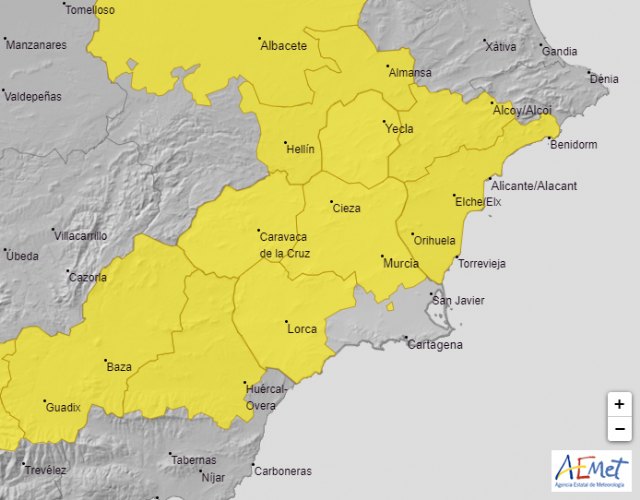 Meteorología mantiene su aviso de temperaturas de hasta 39-40 grados este viernes en el término municipal de Cieza - 1, Foto 1