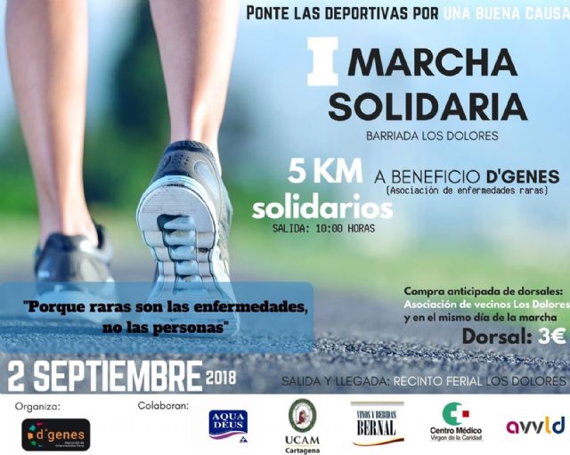 El próximo 2 de septiembre tendrá lugar en el barrio cartagenero de Los Dolores la I Marcha Solidaria a beneficio de D´Genes - 1, Foto 1