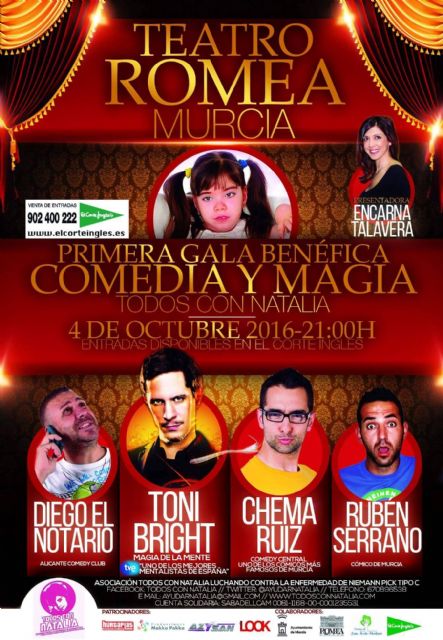 La I Gala benéfica de comedia y magia Todos con Natalia se celebra en el Teatro Romea de Murcia el martes 4 de octubre - 1, Foto 1