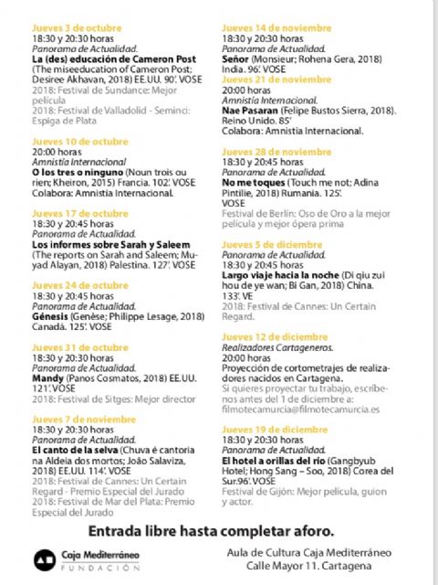 Cultura realiza una programación propia de la Filmoteca para Cartagena y duplica el número de sesiones - 1, Foto 1