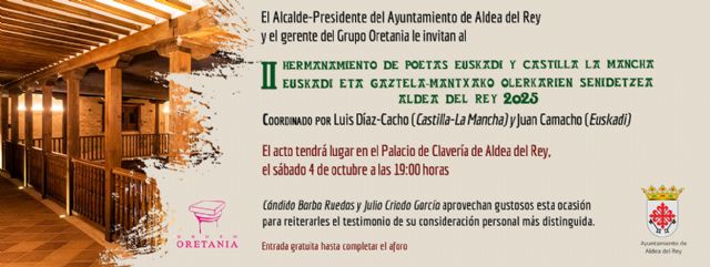Aldea del Rey acoge con los brazos abiertos el II Hermanamiento Oretania de Poetas de Euskadi y Castilla-La Mancha - 1, Foto 1
