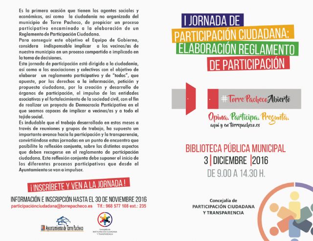 Los vecinos de Torre-Pacheco trabajarán en la elaboración del reglamento de participación ciudadana - 1, Foto 1