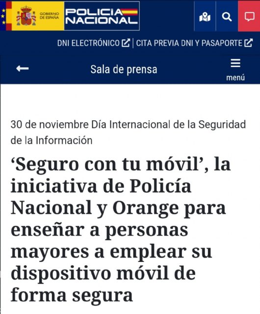 ‘Seguro con tu móvil’, la iniciativa de Policía Nacional y Orange para enseñar a personas mayores a emplear su dispositivo móvil de forma segura - 1, Foto 1