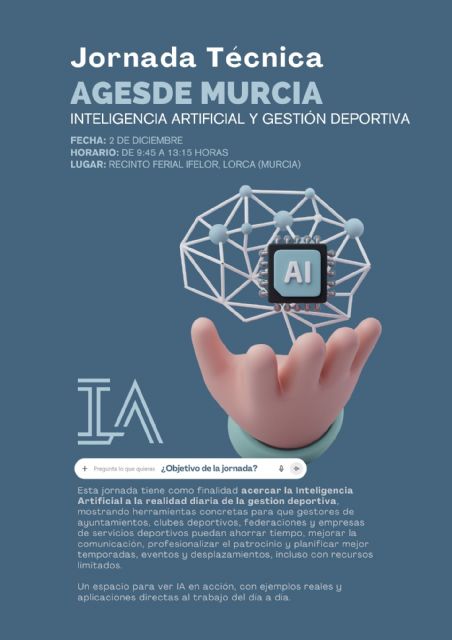 AGESDE Murcia celebrará en Lorca una jornada pionera sobre inteligencia artificial (IA) aplicada a la gestión deportiva - 2, Foto 2