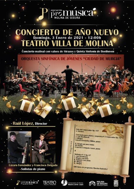 La Orquesta Sinfónica de Jóvenes Ciudad de Murcia ofrece el Concierto de Año Nuevo en el Teatro Villa de Molina el domingo 3 de enero, con obras de Strauss y Beethoven - 1, Foto 1