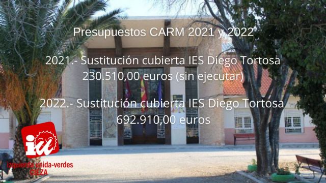 IU-Verdes de Cieza: Educación vuelve a presupuestar la sustitución de la cubierta del IES Diego Tortosa como única inversión en el municipio - 1, Foto 1