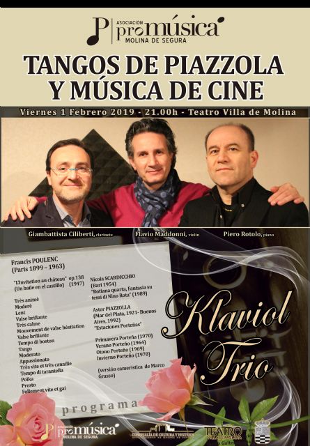 Trío Klaviol interpreta el concierto TANGOS DE PIAZZOLLA Y MÚSICA DE CINE el viernes 1 de febrero en el Teatro Villa de Molina - 1, Foto 1