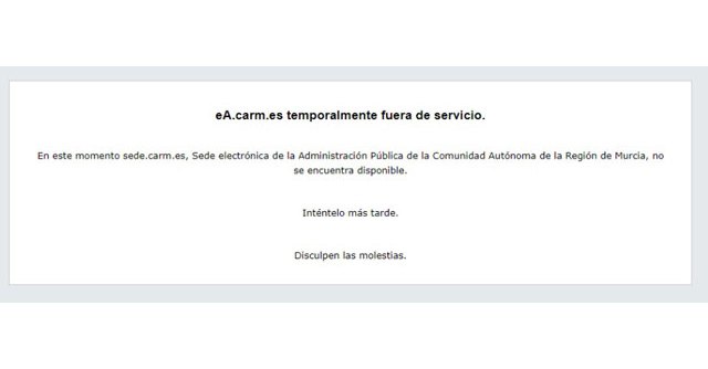 La Sede electrónica de la Administración Pública de la CARM, fuera de servicio - 2, Foto 2
