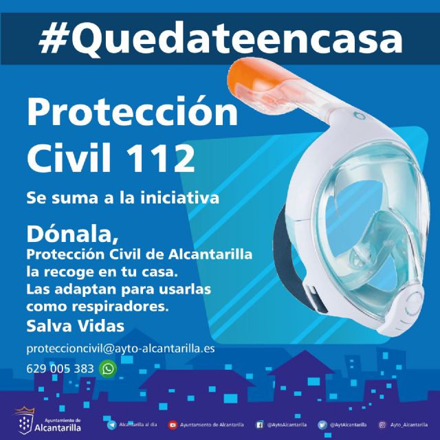Protección Civil de Alcantarilla participa en una una iniciativa para recoger máscaras de snorkel y llevarlas a los centros sanitarios - 1, Foto 1