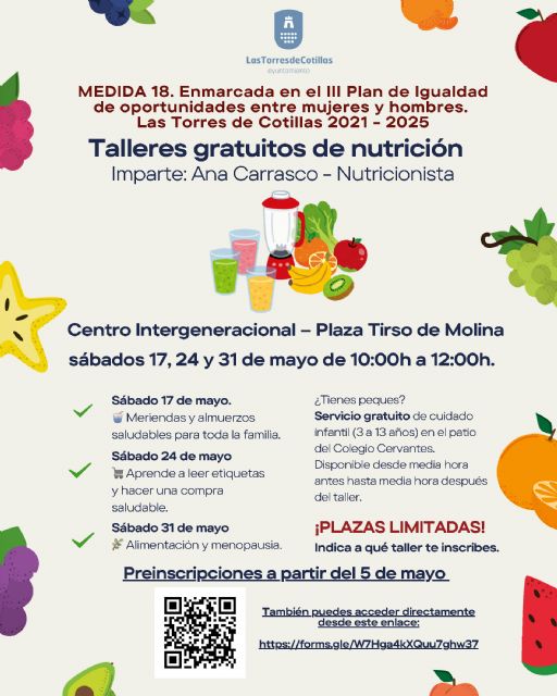 Talleres gratuitos de nutrición con el III Plan de Igualdad de Oportunidades entre Mujeres y Hombres - 1, Foto 1