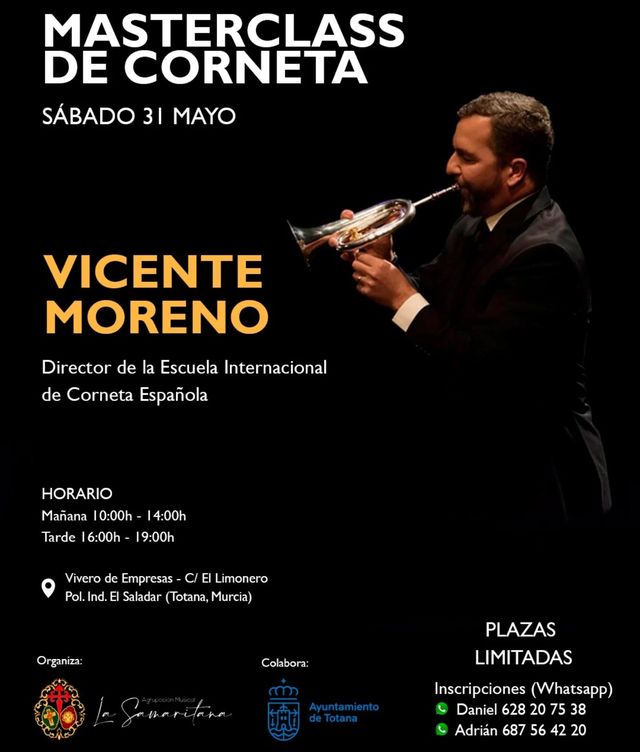 Vicente Moreno, renombrado cornetista, impartirá una masterclass en Totana, Foto 2