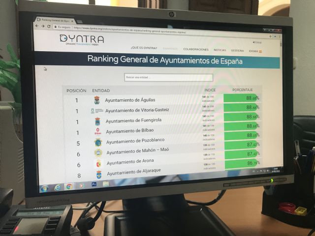 Águilas se convierte en el municipio más transparente de España situándose en el primer puesto nacional del ranking Dyntra - 1, Foto 1