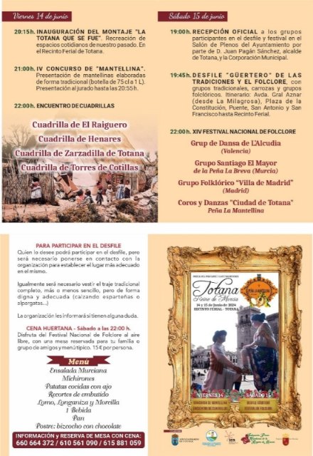 La Fiesta del Folklore y las Tradiciones “Totana, Reino de Murcia” celebra una nueva edición los días 14 y 15 de junio, Foto 2