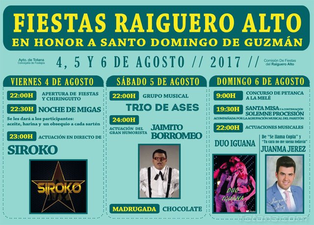 Las fiestas de El Raiguero Alto se celebrarán el próximo fin de semana, del 4 al 6 de agosto, en honor a Santo Domingo de Guzmán - 2, Foto 2