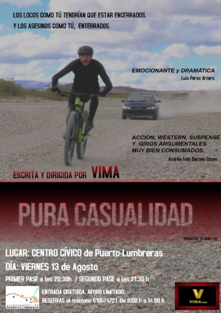 El Centro Cívico Cultural albergará el 13 de agosto el estreno del cortometraje Pura casualidad, del lumbrerense Víctor López Parra - 1, Foto 1