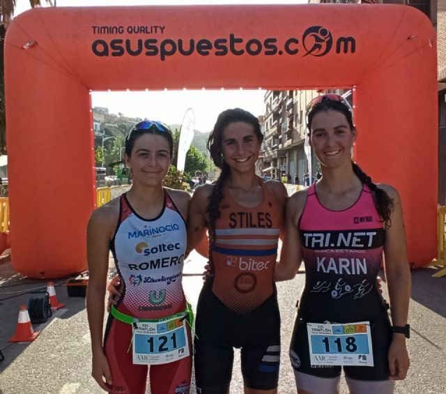 Elena Burruezo y Sergio Fernández, ganadores del XXI Triatlón Villa de Blanca - 1, Foto 1