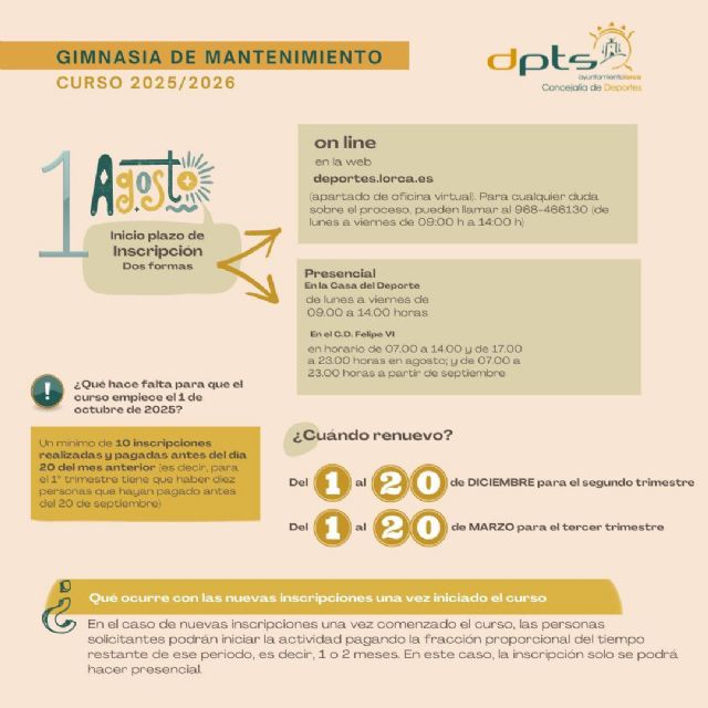 La concejalía de Deportes abre el plazo para participar en el programa 'Gimnasia de mantenimiento' del curso 2025/2026 - 1, Foto 1