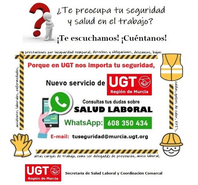 UGT lanza un nuevo servicio de información por whatsapp y email en temas de prevención, para llegar a trabajadores sin representación sindical - 1, Foto 1