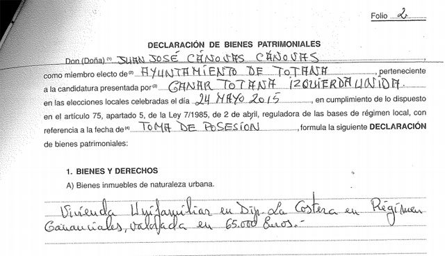 Declaración de bienes Juan José Cánovas, Foto 3