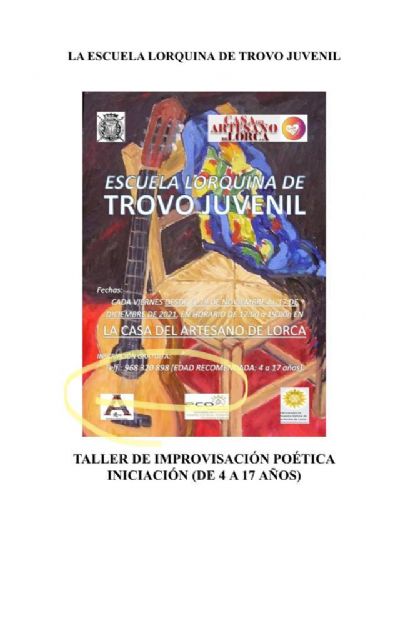 El Ayuntamiento de Lorca colabora con Artelor para la puesta en marcha del 'Taller de Iniciación a la Improvisación Poética' destinado a jóvenes de entre 4 y 17 años - 1, Foto 1