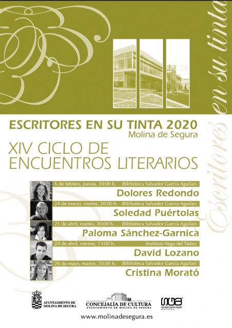 Dolores Redondo, Soledad Puértolas, Paloma Sánchez-Garnica, David Lozano y Cristina Morató participan en el programa del Ciclo Escritores en su tinta 2020 de Molina de Segura - 3, Foto 3