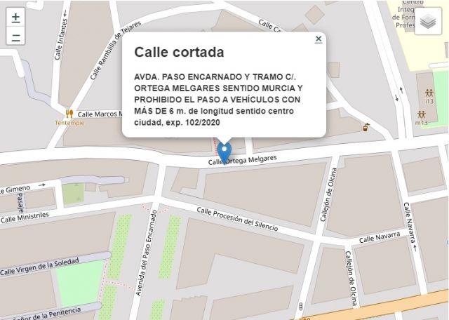 Este viernes están cortadas al tráfico la Avda. Paso Encarnado y la calle Ortega Melgares, sentido Murcia - 1, Foto 1
