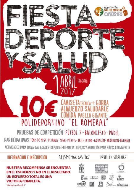 El Ayuntamiento de Molina de Segura y la Asociación AFESMO organizan la quinta edición de la Fiesta Deporte y Salud el sábado 1 de abril - 1, Foto 1