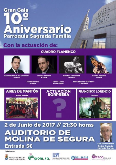 La Gala Benéfica 10° Aniversario Parroquia Sagrada Familia se celebra el viernes 2 de junio en el Auditorio Municipal de Molina de Segura - 1, Foto 1