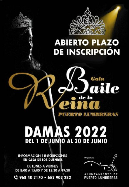 Abierto el plazo de inscripción para las damas del Baile de la Reina 2022 de Puerto Lumbreras - 1, Foto 1