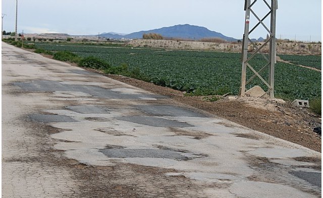 The Ministry of Agriculture includes three rural roads in Totana out of the 37 in the Region chosen for adaptation for a total amount of 6 million euros