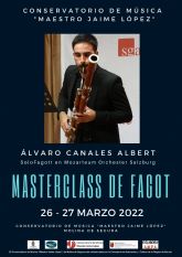 El Conservatorio Profesional de Msica Maestro Jaime Lpez de Molina de Segura organiza una master class de fagot los das 26 y 27 de marzo