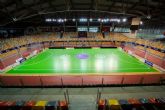 El Palacio de Deportes de Cartagena luce una pista verde para la Copa de la Reina de ftbol sala