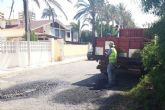 Infraestructuras ejecuta un plan de reparacin del firme en 27 calles de los barrios y diputaciones de Cartagena