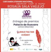 El Certamen Literario Nacional Rosala Sala Vallejo reconoce el talento literario con mirada social con autores de Madrid, Jan y Lorca, entre los premiados