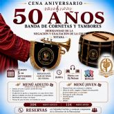 La banda de cornetas y tambores de la Hermandad de la Negación y Exaltación de la Cruz celebra su 50 aniversario con una cena de hermandad La banda de cornetas y tambores de la Hermandad de la Negación y Exaltación de la Cruz celebra su 50 aniversario con una cena de hermandad