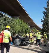 Muere una mujer en un accidente en el viaducto de la A7 en Murcia y otras dos personas resultan heridas