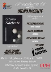 María del Carmen Carretero presenta el poemario Oto&ntilde;o naciente el martes 3 de febrero en Molina de Segura
