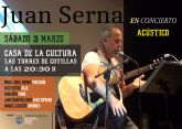 El cantautor murciano Juan Serna ofrecerá un concierto en la Casa de la Cultura 'Pedro Serna'