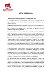 Valoraci�n del Pleno Ordinario del 22 de febrero de 2022. IU-verdes Alhama de Murcia
