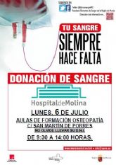 6 de julio: el Hospital de Molina se suma a la campaña de verano del Centro Regional de Hemodonación