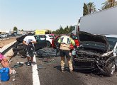 Accidente de tr�fico en la autov�a A-7, a su paso por Librilla