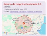 Un seísmo de magnitud 3,9 se deja sentir en Totana y activa las alertas de terremoto en los móviles