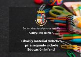 El Ayuntamiento concede 242 subvenciones para libros y material de segundo ciclo de Educación Infantil