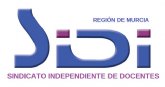 SIDI solicita una reunin urgente con la nueva Consejera de Educacin Da Mara Isabel Campuzano