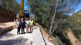 Fomento trabaja en la carretera que une Pliego con Fuente Librilla y Mula para asegurar el talud y reparar la calzada